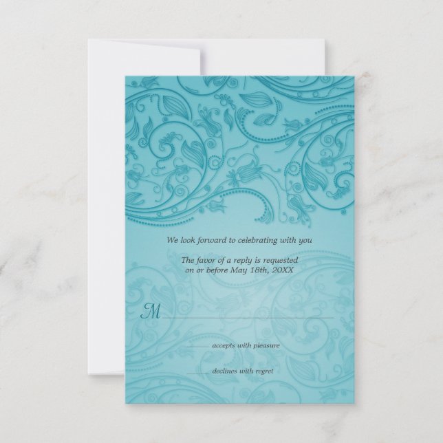Réponse de mariage Turquoise Flourish (Devant)
