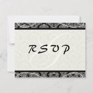 Réponse de Monogramme Black Mariage damassé RSVP