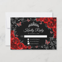 Réponse de Quinceanera en argent rouge noir