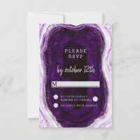 Réponse de RSVP de mariage géode améthyste pourpre