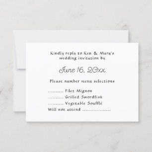 Réponse de RSVP de mariage par SMS avec sélection