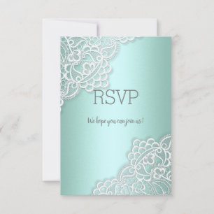 Réponse de RSVP élégante en dentelle verte menthe