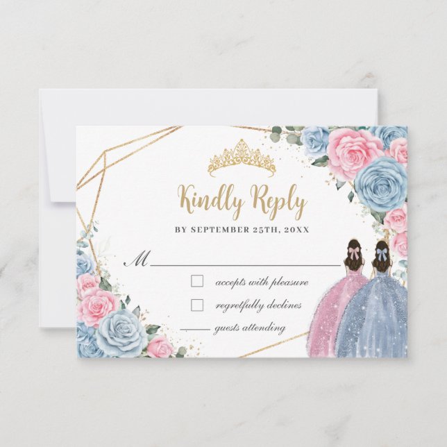 Réponse de Sweet Pastel Blue Pink Quinceañera Twin (Devant)