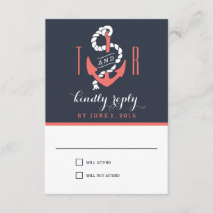 Réponse du Mariage Chic Nautique / Cartes RSVP