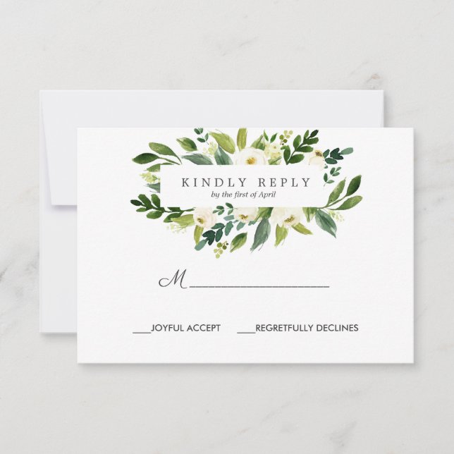 Réponse du Mariage du cadre de fleur blanc RSVP (Devant)