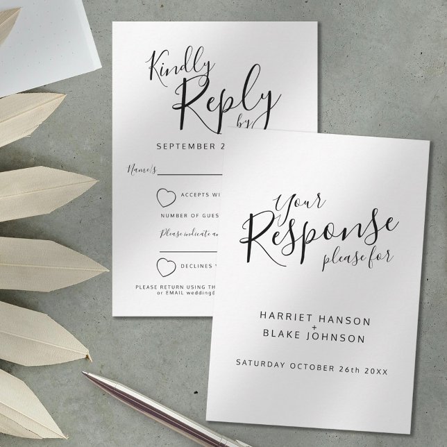 Réponse du mariage du coeur de texte blanc et noir (Créateur téléchargé)