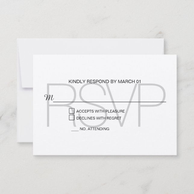 Réponse du Mariage Kraft RSVP moderne (Devant)