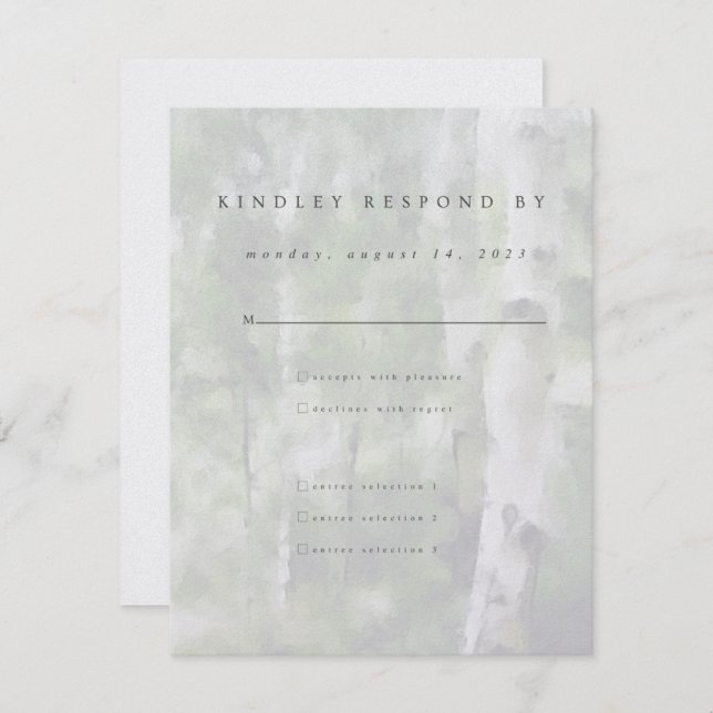 Réponse du mariage RSVP Carte Aspen Tree Design  (Devant / Derrière)