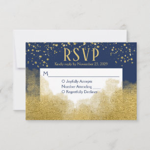 Réponse du Mariage RSVP de la Marine Blue Gold Con