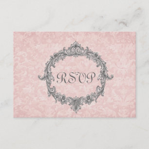 Réponse du Mariage RSVP Vintage Peach Damask
