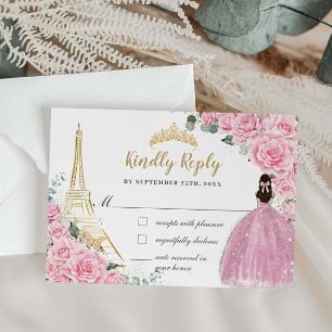 Réponse Fleurs Roses Tour Eiffel Paris Quinceanera