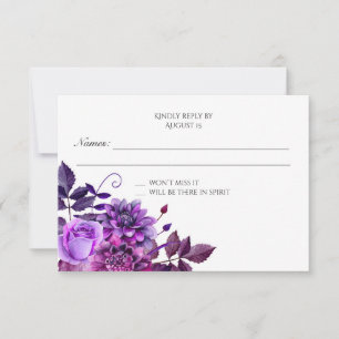 Réponse florale RSVP mariage violet Fleurs de répo