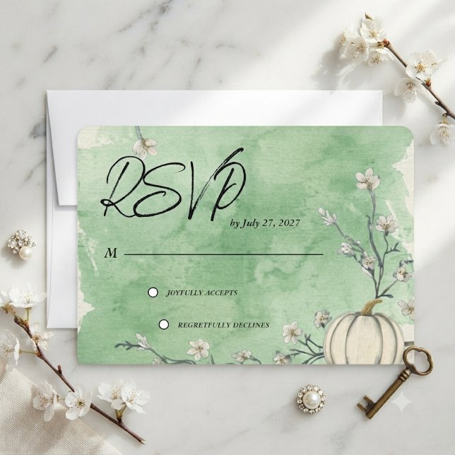 Réponse Mariage Automne Citrouille Vert Rustique (Créateur téléchargé)