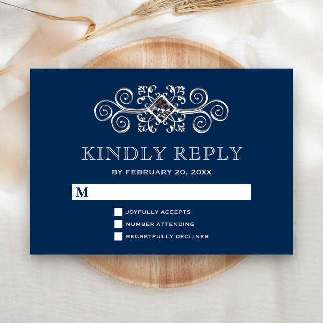 Réponse Navy Blue Silver Flourish (Créateur téléchargé)