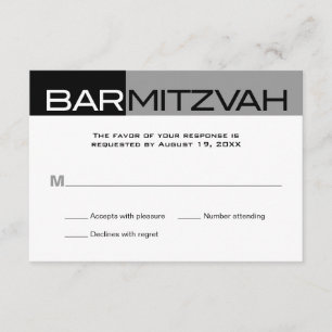 Réponse noire et grise RSVP de Mitzvah de barre de