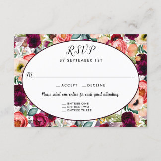 Réponse RSVP 3 Entrées Réception Florale Jardin Ro