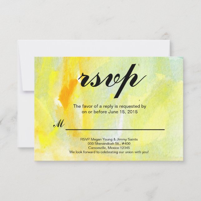 réponse RSVP aquarelle abstraite jaune (Devant)