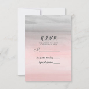 Réponse RSVP Aquarelle Moderne Rose et Gris Embarr