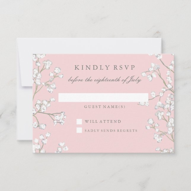 Réponse RSVP Baby shower de la fille haleine du bé (Devant)