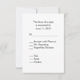 Réponse RSVP blanche simple avec choix de menu Mar