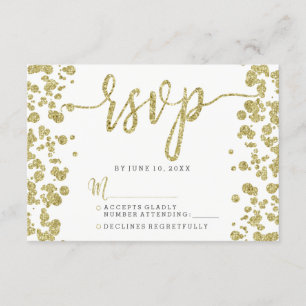 Réponse RSVP Confetti Blanc et Or