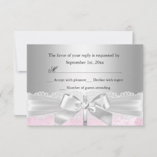 Réponse RSVP Croix Argentée et Ruban de Dentelle B