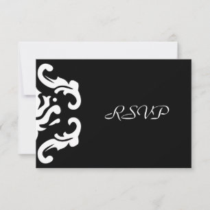 Réponse RSVP dans un élégant damas noir et blanc