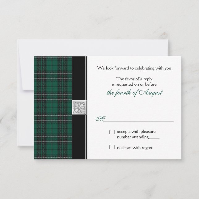 Réponse RSVP de mariage au tartan de chasse modern (Devant)