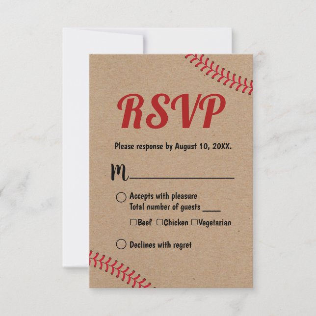 Réponse RSVP de mariage kraft rustique de sport de (Devant)