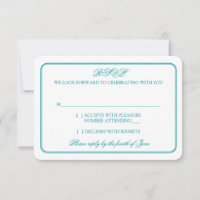 Réponse RSVP de mariage traditionnelle sarcelle et