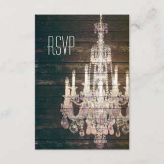 Réponse RSVP de mariage vintage de lustre en bois