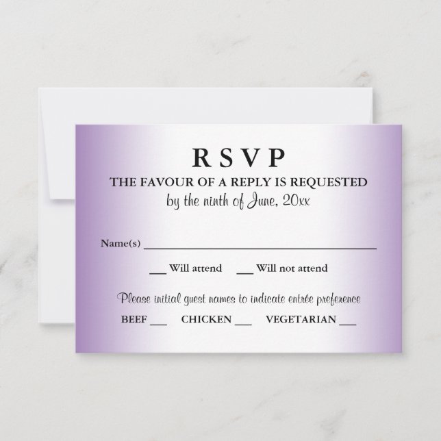 Réponse RSVP de mariage violet (Devant)