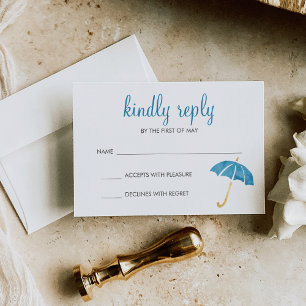 Réponse RSVP du Baby shower parapluie bleu