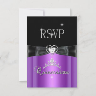 Réponse RSVP Fête Violet Diamant Cœur Noir