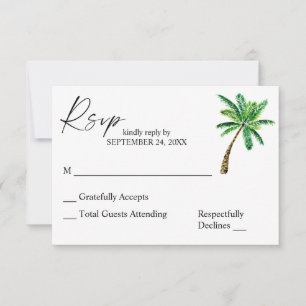 Réponse RSVP Fleur Tropical Hawaïen & Palmier sans