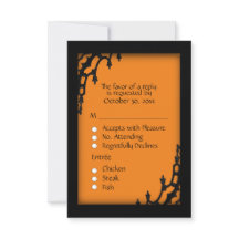 Réponse RSVP gothique orange avec choix de menu