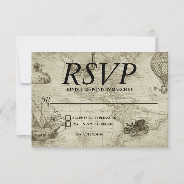 Réponse RSVP Mariage Carte Vintage Moderne (Devant)
