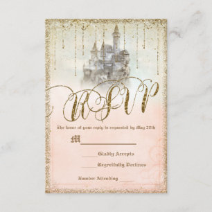 Réponse RSVP Mariage Château Livre Doré Paillettes