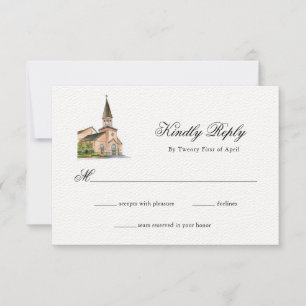Réponse RSVP mariage église aquarelle