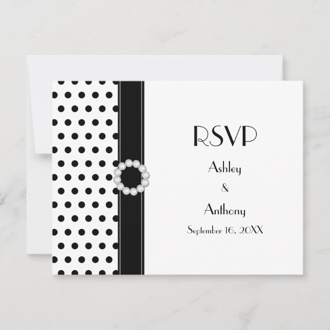 Réponse RSVP Mariage Points Noirs et Blancs (Devant)