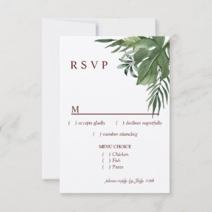 Réponse RSVP Menu Feuilles de Palmier Tropical Exo