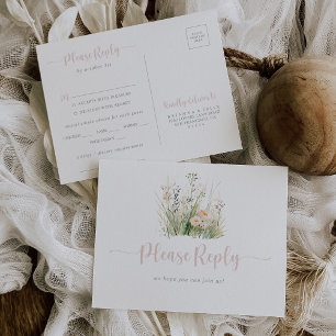 Réponse RSVP Menu Fleurs Sauvages Boho Végétal