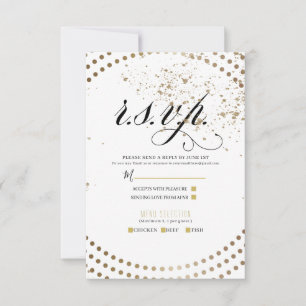 Réponse RSVP Moderne Chic Bronze Noir pour Mariage
