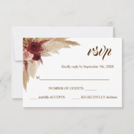 Réponse RSVP Pampas Carte de Mariage Grass Pampas
