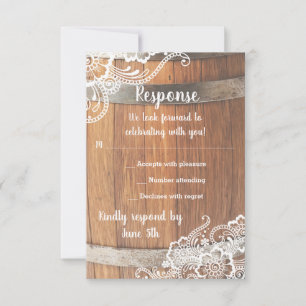 Réponse RSVP pour mariage rustique en tonneau & de