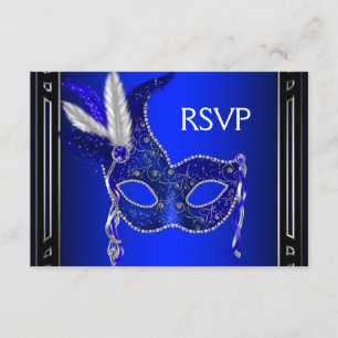 Réponse RSVP pour soirée masquée en bleu de la Roy