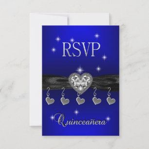 Réponse RSVP Quinceanera 15th Royal Blue Black