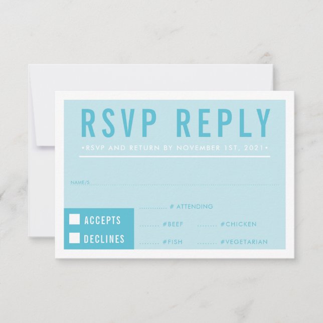 RÉPONSE RSVP RÉPONSE bloc moderne bleu turquoise (Devant)