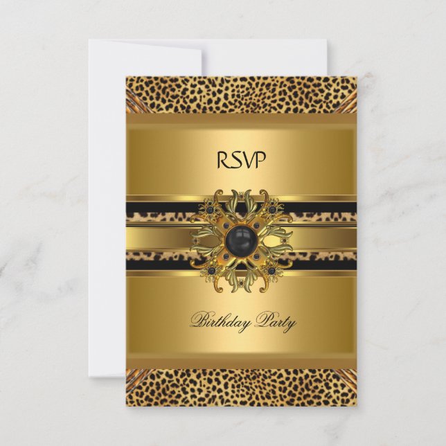 Réponse RSVP Réponse Elegant Leopard Gold Black (Devant)
