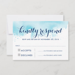 RÉPONSE RSVP RÉPONSE moderne aqua bleu aquarelle